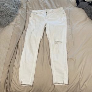 C&C California white lightly distressed skinny jeans with ankle detail